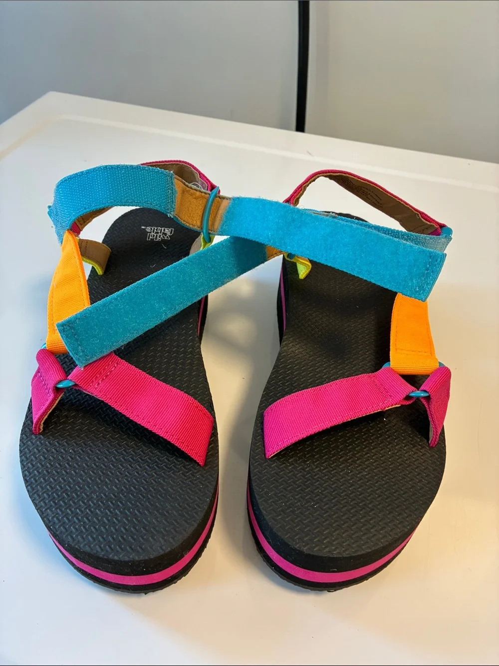 WILD FABLE Colorblock Vibrant Strappy Sandals - Pink, Teal, Orange size 10 - Picture 6 of 7